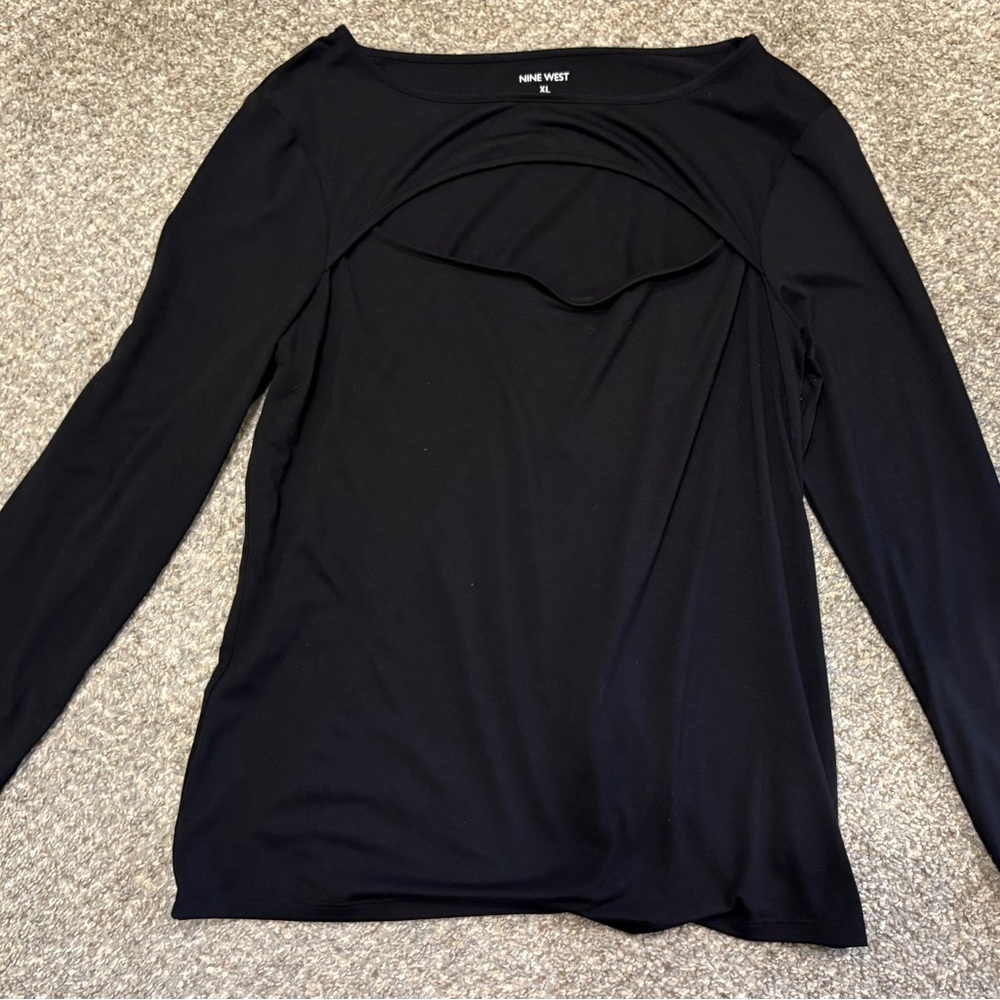 Nine West Black Cut Out Blouse